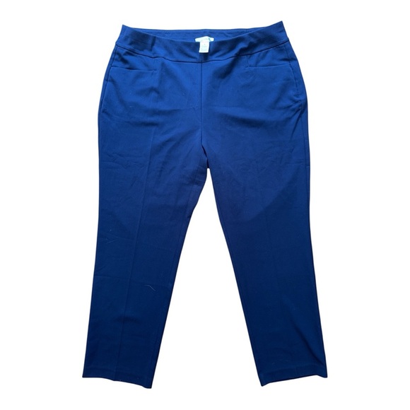 Blue Cropped Pants with Elastic Waistband - Picture 3 of 6